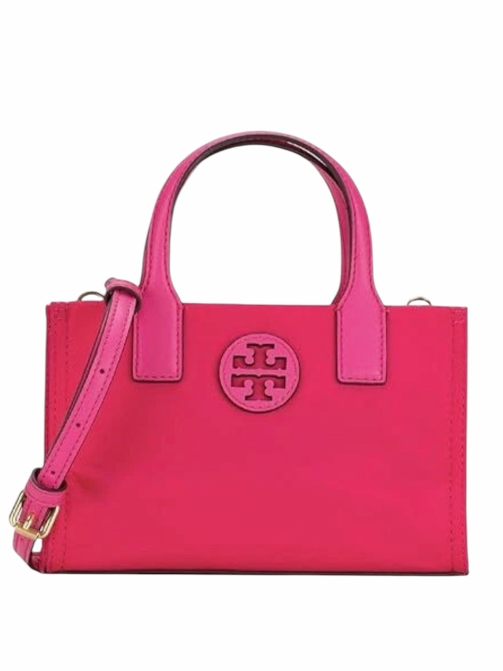 Tory Burch Ella Nylon Mini Tote Crossbody Bag Satchel Bright Pink NWT